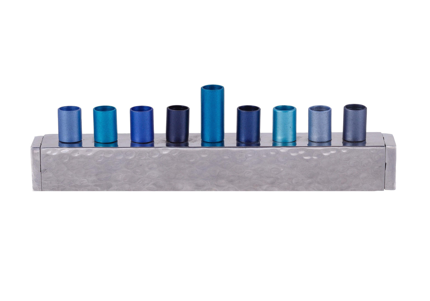 Yair Emanuel Menorah Default Small Hammered Strip Menorah by Yair Emanuel - Blue
