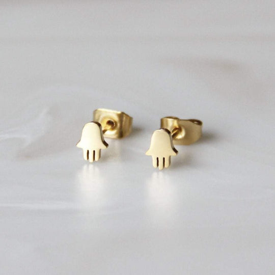 Hamsa Stud Earrings - Gold or Silver