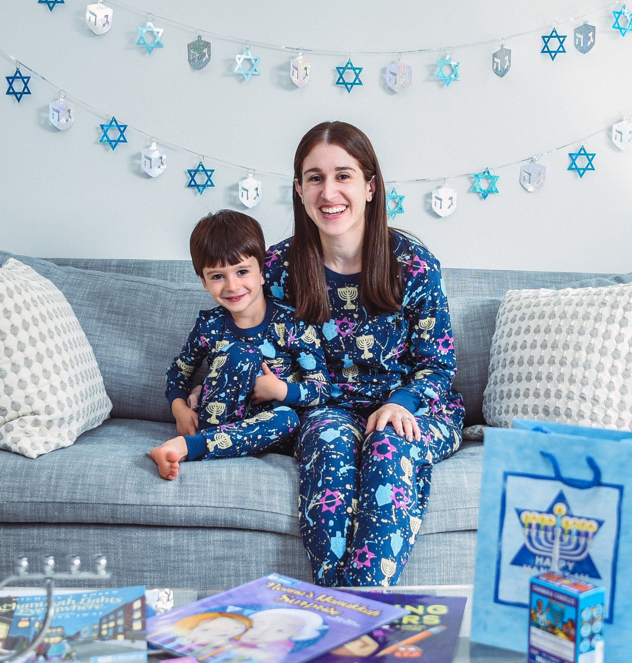 Midrash Manicures - Hanukkah Splatter Paint Pajamas, Adults Unisex Sizes S - XL - ModernTribe