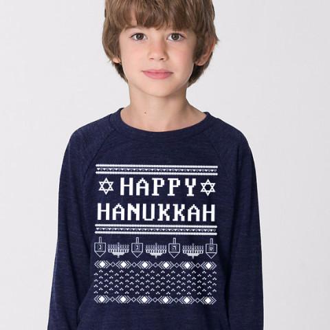 Wethouse Sweaters Happy Hanukkah Ugly Hanukkah Sweater-Shirt - Kids