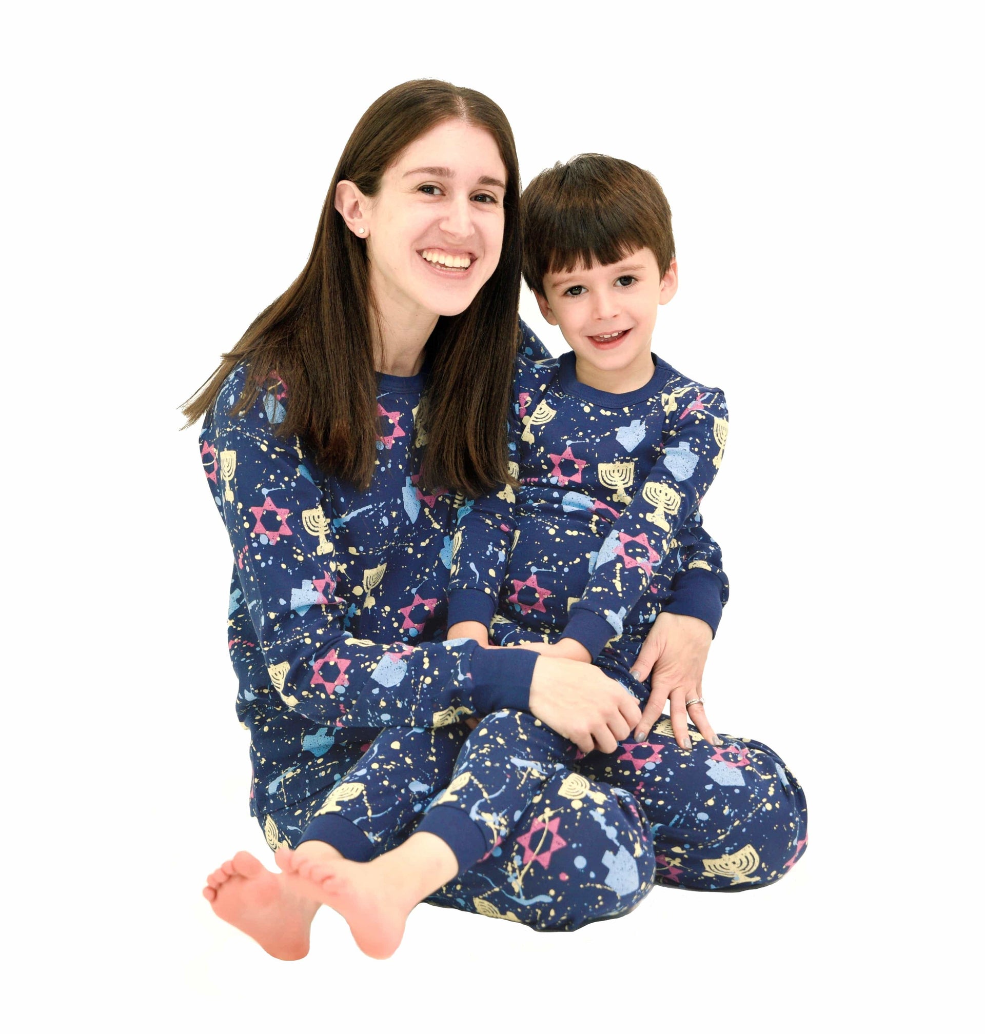 Sara's Prints Pajamas Hanukkah Splatter Paint Pajamas, Adults Unisex Sizes XS - XL