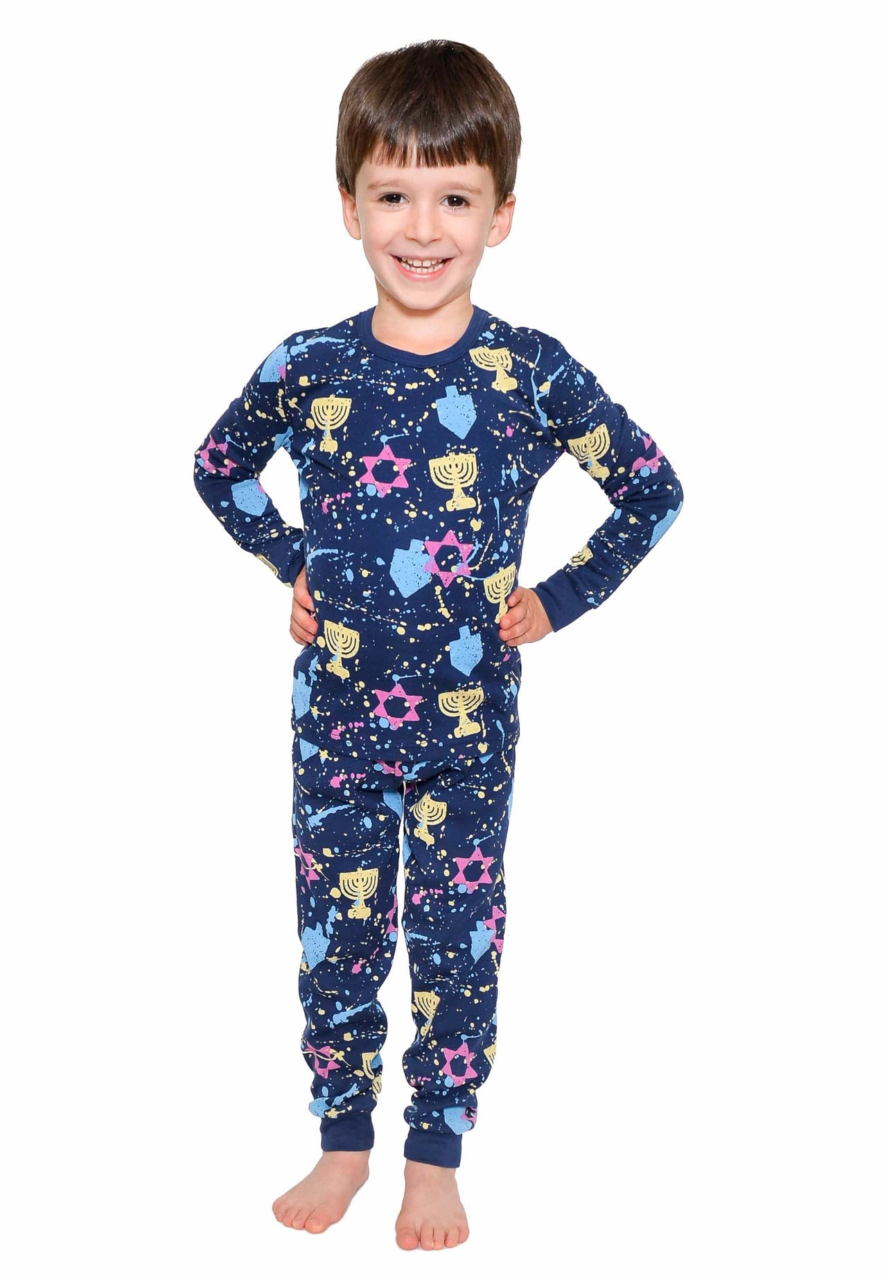 Midrash Manicures - Hanukkah Splatter Paint Pajamas - (Kids Unisex Sizes 2T - 12) - ModernTribe
