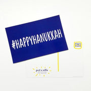 Tchotch Shop Card Blue #HAPPYHANUKKAH Oversized Postcards - 6 Pack