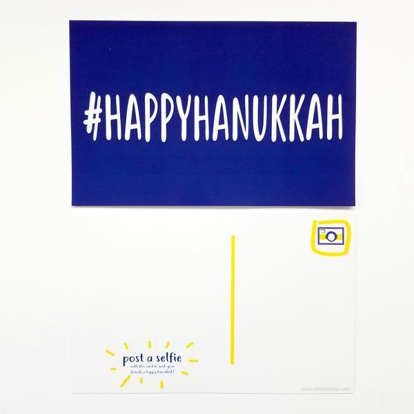 Tchotch Shop Card Blue #HAPPYHANUKKAH Oversized Postcards - 6 Pack