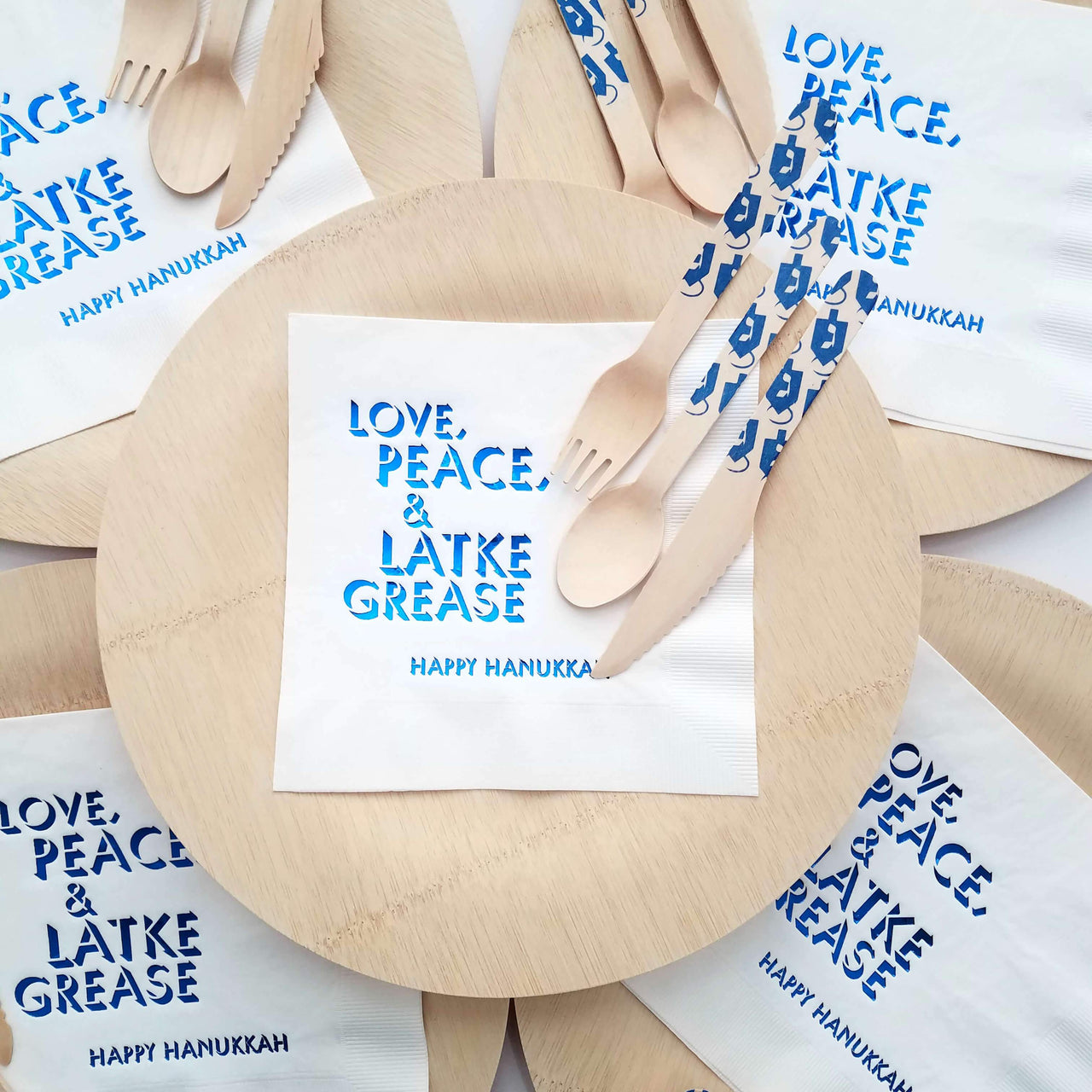 Tchotch Shop - Hanukkah Dinner Set: Peace, Love and Latke Grease - ModernTribe