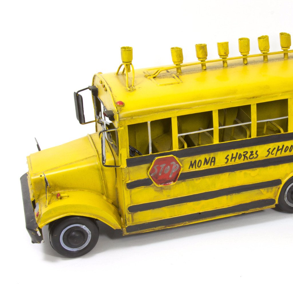 Copa Judaica Menorah Antique Metal School Bus Menorah