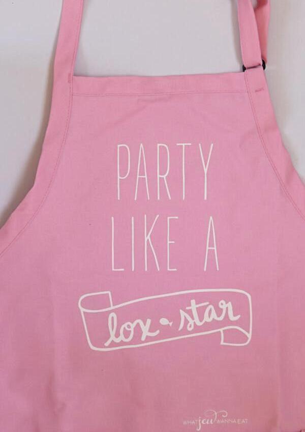 What Jew Wanna Eat Aprons Party Like a Lox Star Apron - Baby Pink