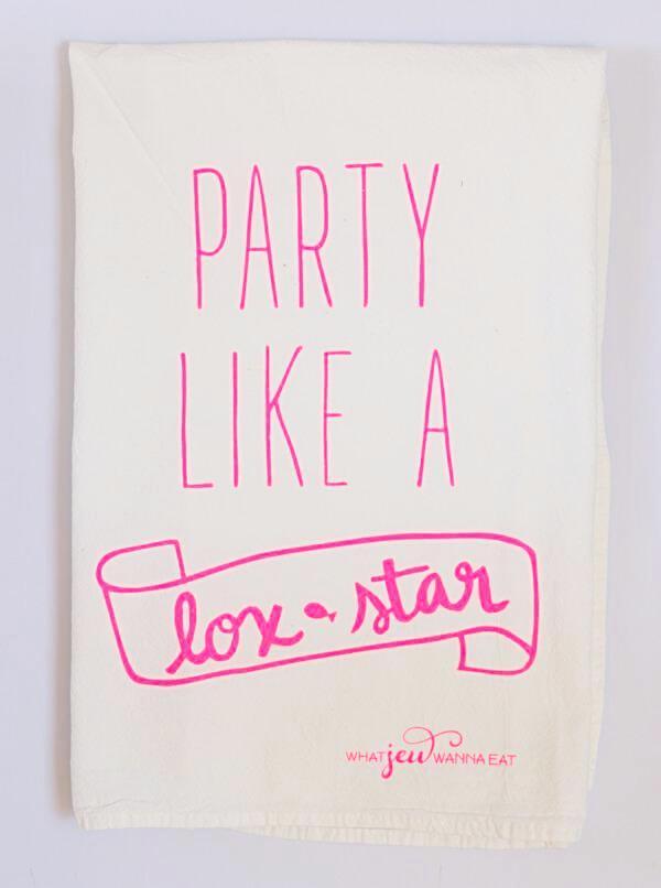 What Jew Wanna Eat Tea Towel Party Like A Lox Star Towel - Hot Pink