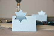 The KitCut Decorations Light Blue Pack of 10 Star of David Place Cards - Blue or Silver