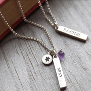 Emily Rosenfeld Necklaces One Bar / One / One Loved-Ones Names Bar Necklace in English or Hebrew - 1, 2, or 3 Names