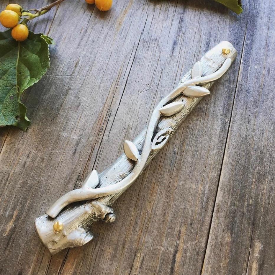 Emily Rosenfeld - Pewter Vine Mezuzah by Emily Rosenfeld - ModernTribe