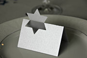 The KitCut Decorations Silver Pack of 10 Star of David Place Cards - Blue or Silver