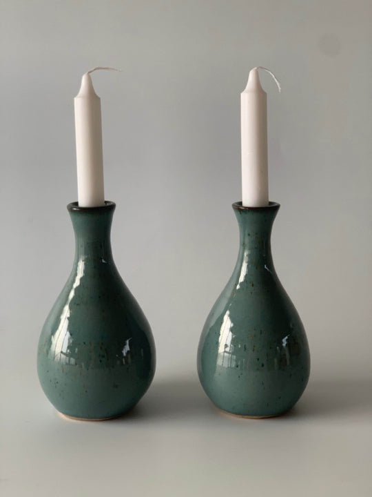 Ceramic Shabbat Candlesticks by Rachael Pots - Dark Blue