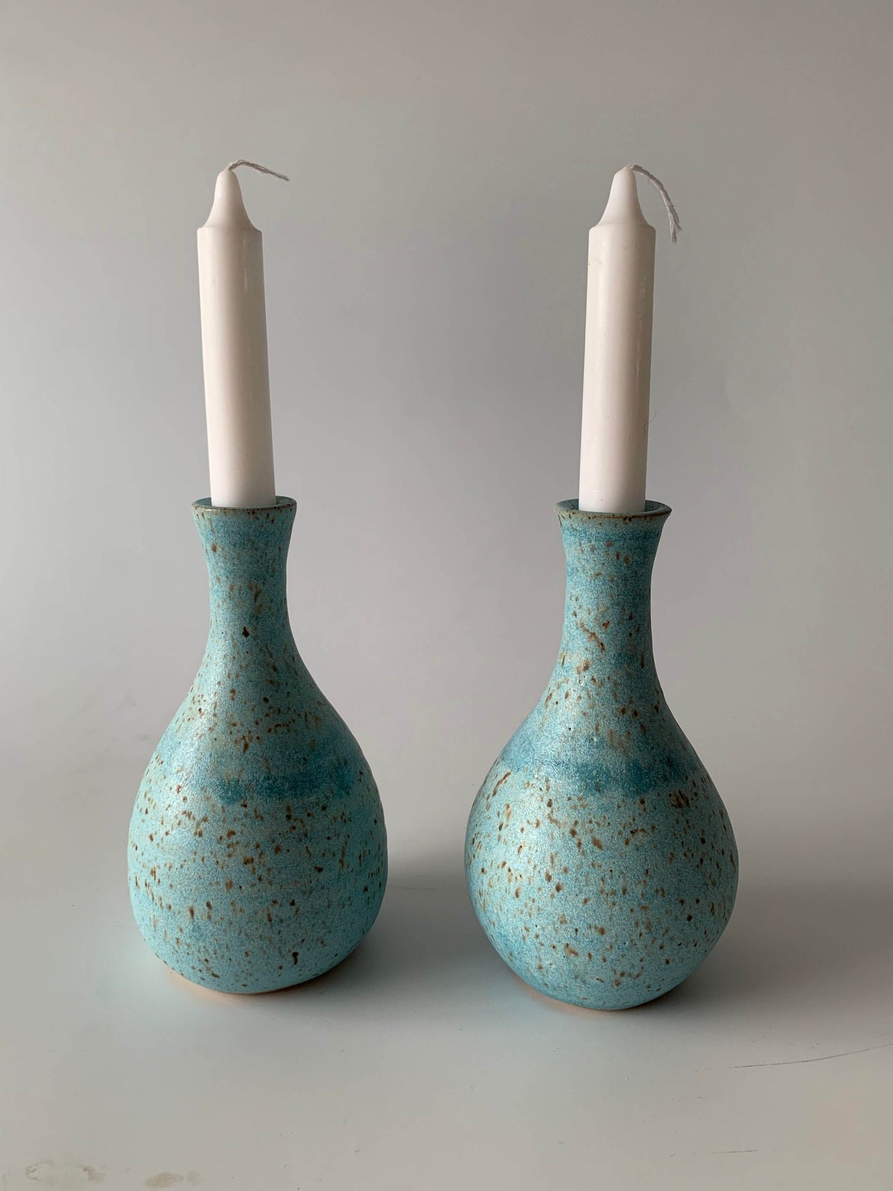 Rachael Pots Candlesticks Ceramic Shabbat Candlesticks by Rachael Pots - Robin's Egg Blue