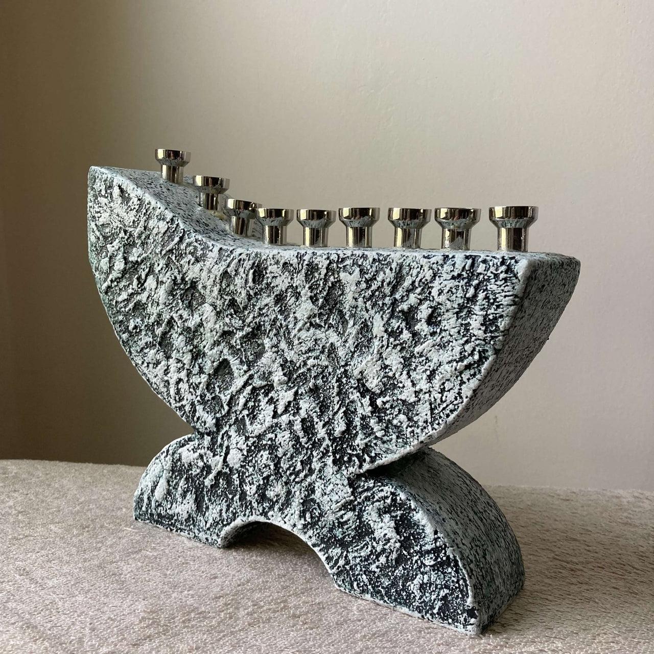 Laura Kastin Ceramics - Stoneware Ceramic Menorah - Black and White - ModernTribe