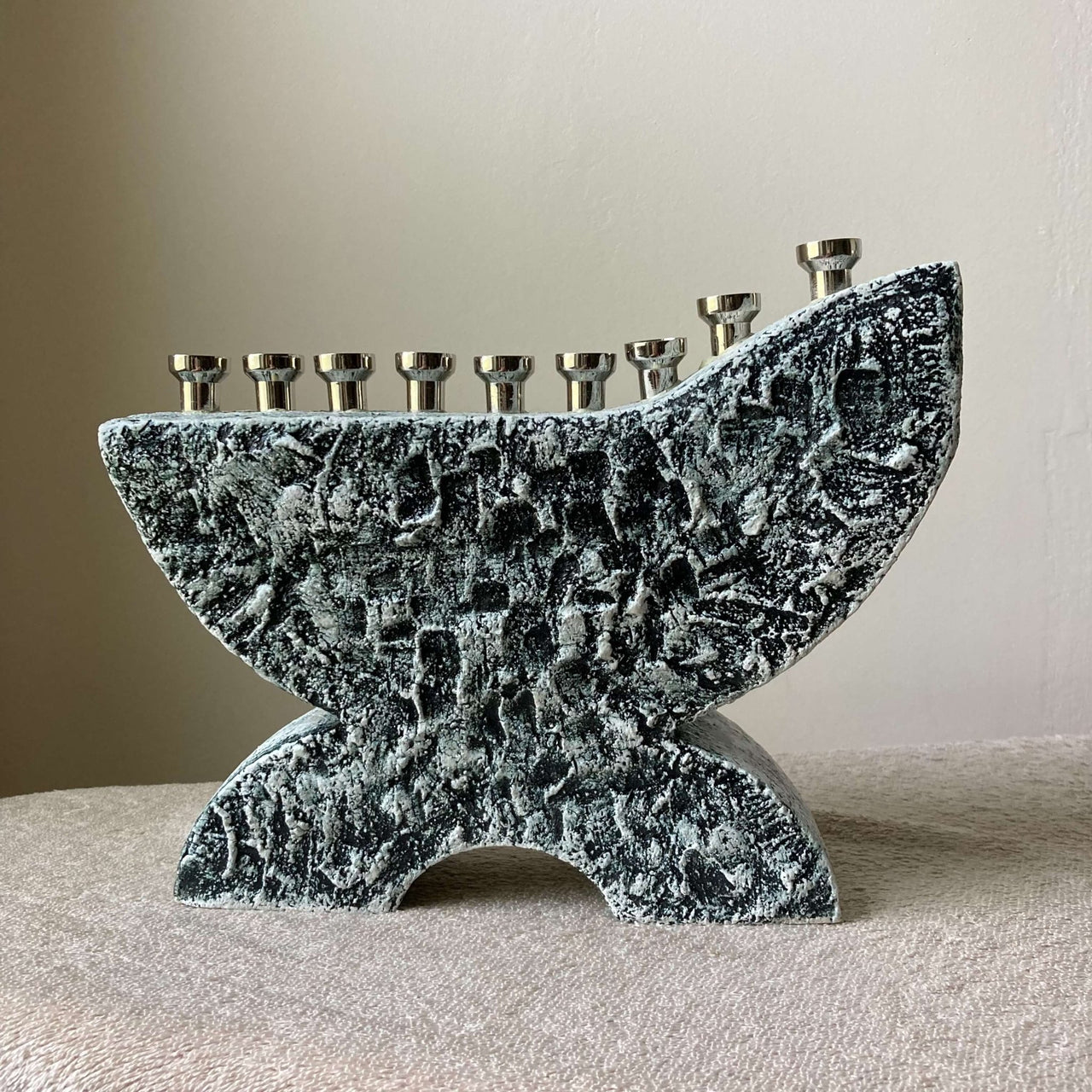 Laura Kastin Ceramics - Stoneware Ceramic Menorah - Black and White - ModernTribe