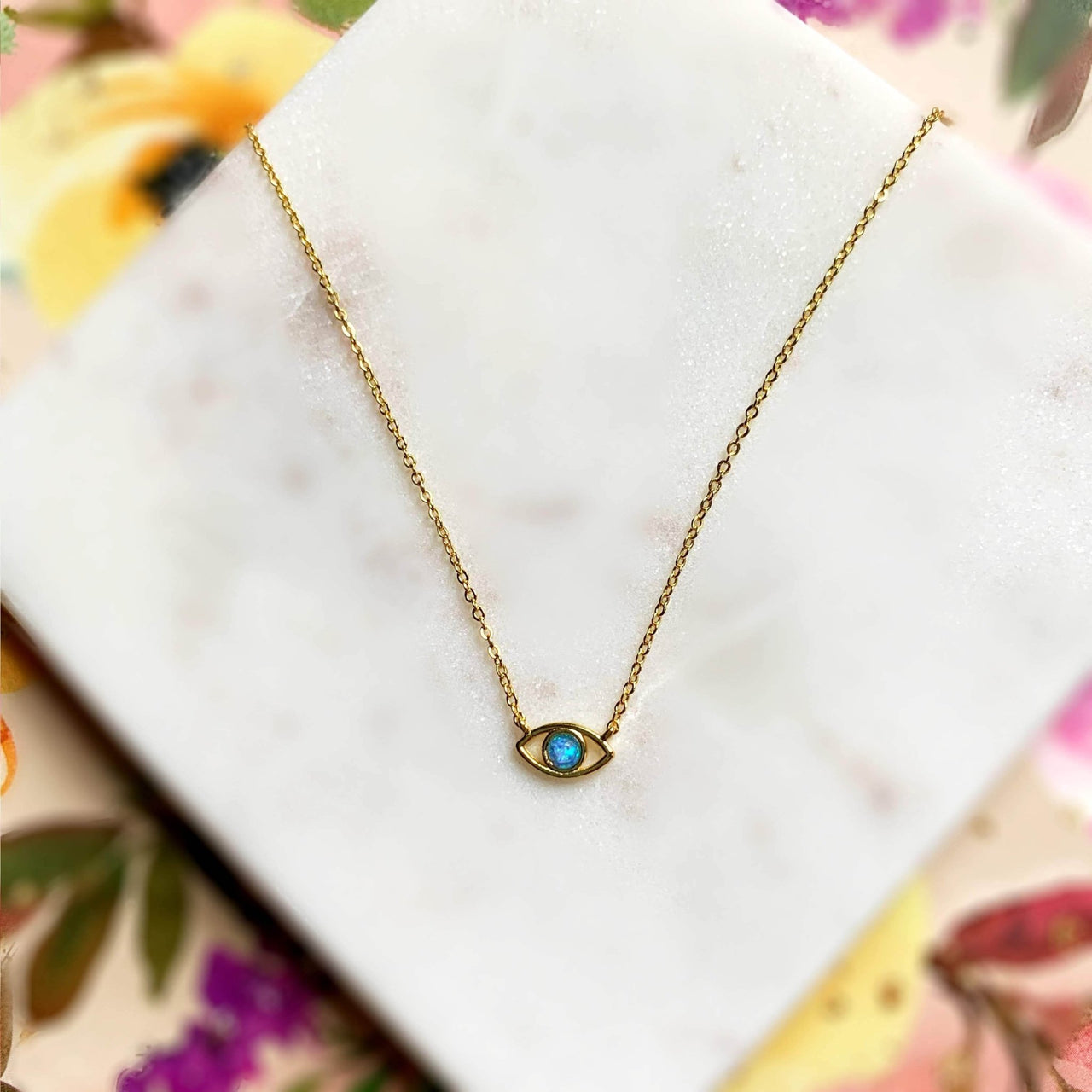 Stitch and Stone - Opal Evil Eye Necklace - Gold or Silver - ModernTribe