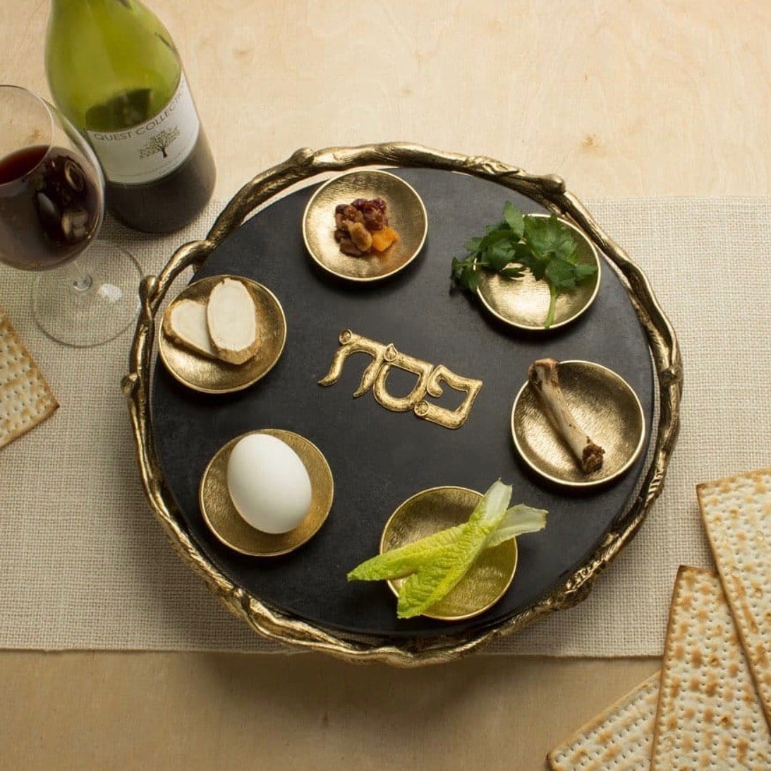 Quest - Black and Gold Marble Seder Plate - ModernTribe