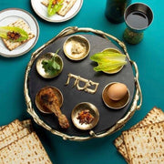 Quest Seder Plates Default Black and Gold Marble Seder Plate