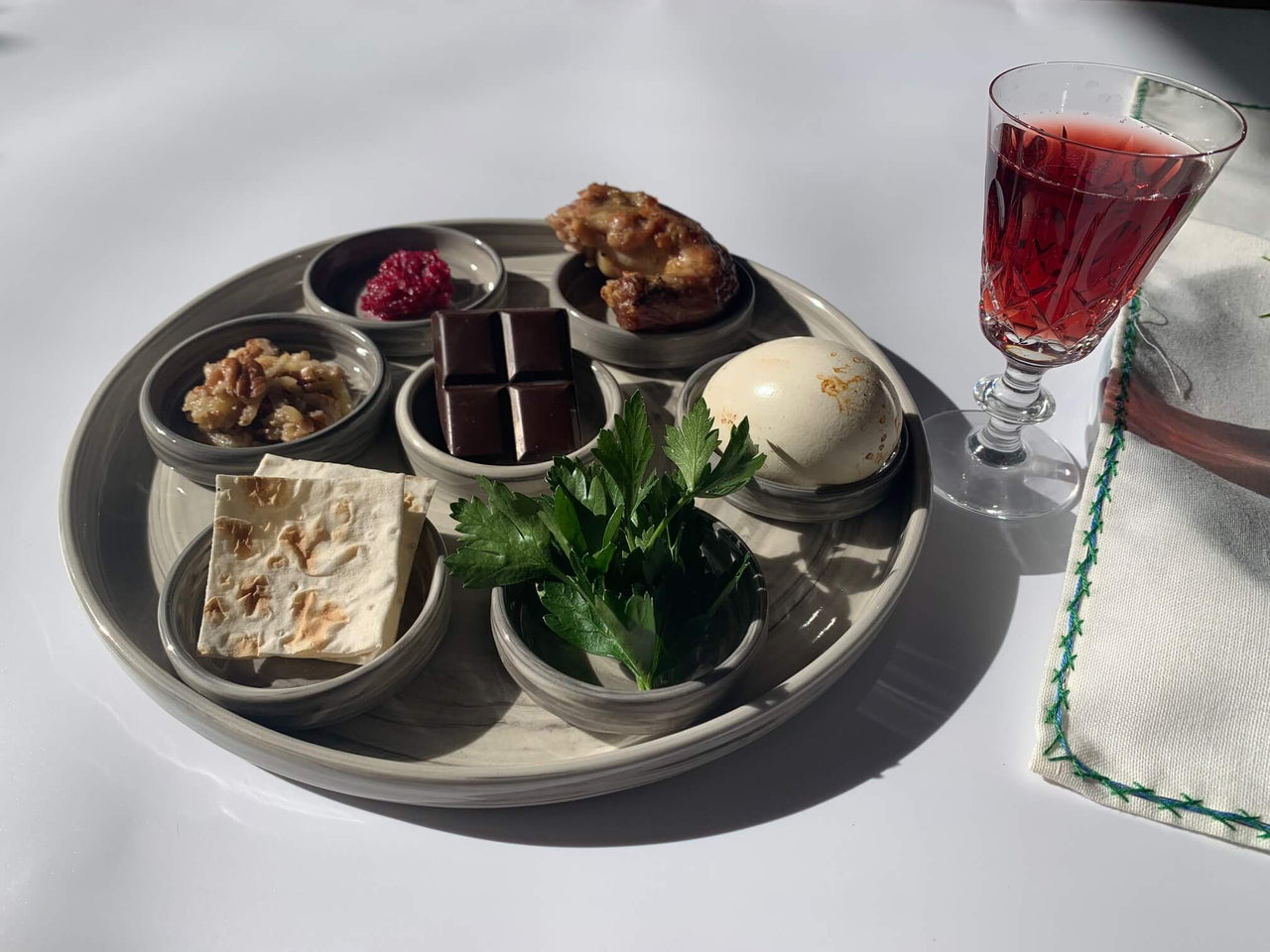 Lana Rayman Pottery - Modern Swirl Ceramic Seder Plate - ModernTribe