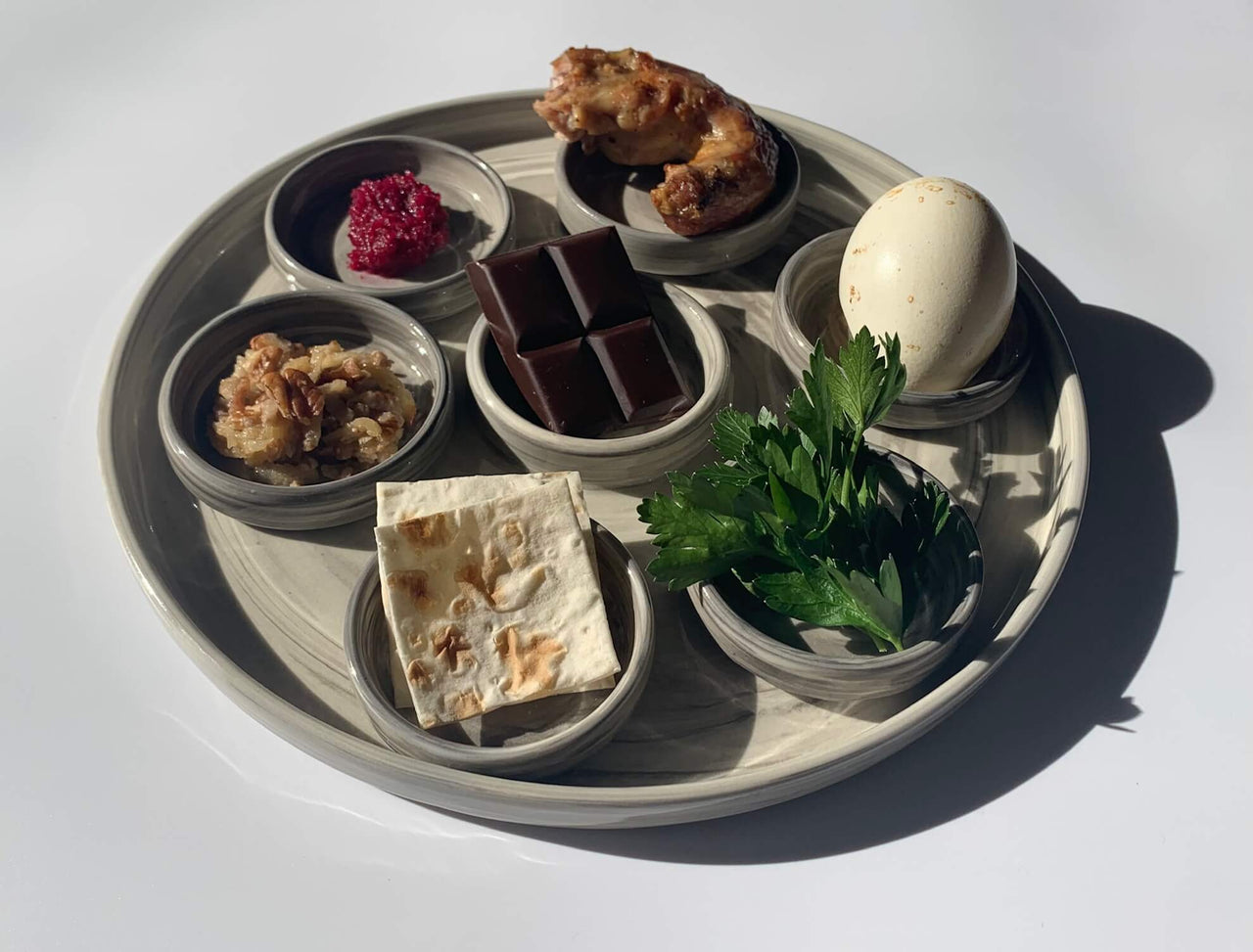 Lana Rayman Pottery - Modern Swirl Ceramic Seder Plate - ModernTribe