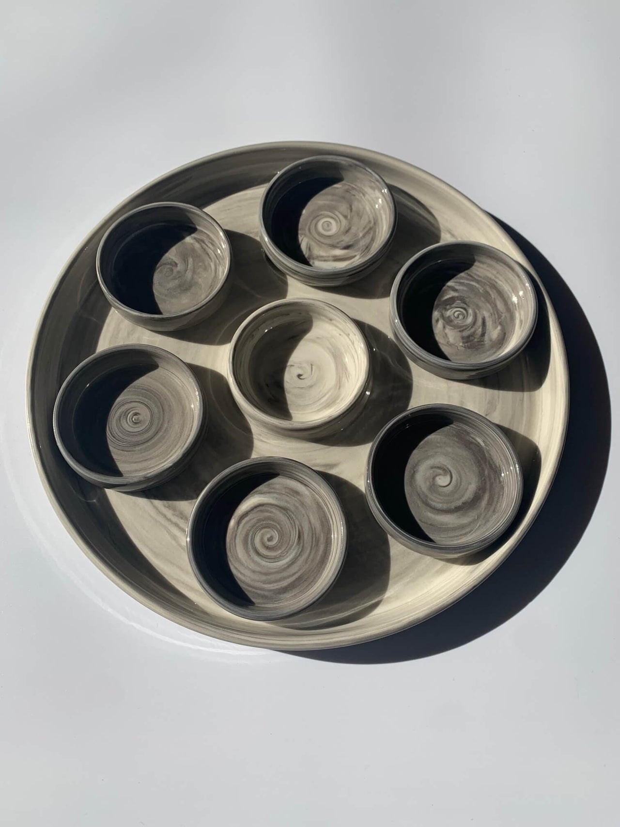 Lana Rayman Pottery - Modern Swirl Ceramic Seder Plate - ModernTribe