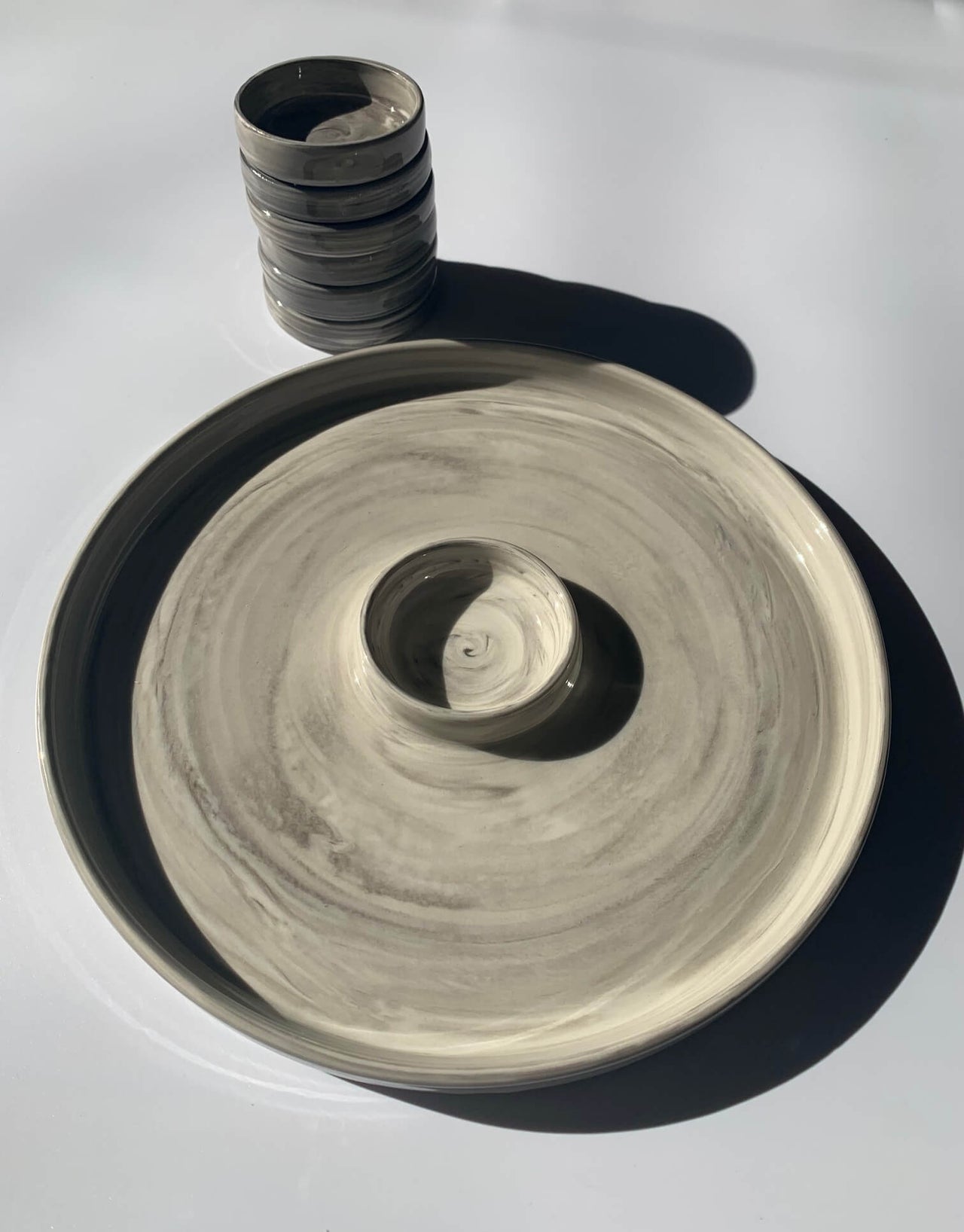 Lana Rayman Pottery - Modern Swirl Ceramic Seder Plate - ModernTribe