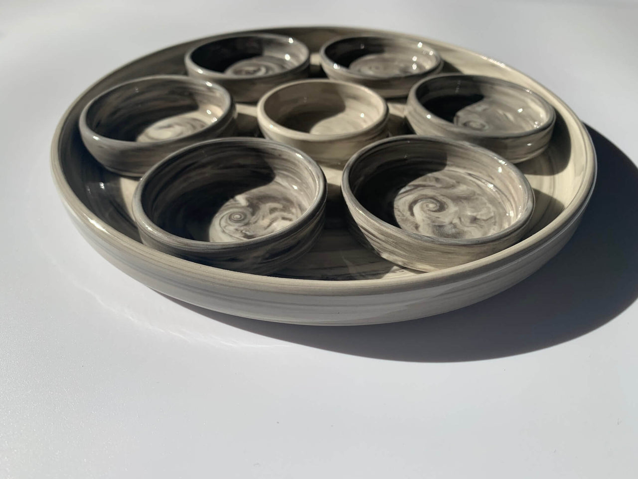 Lana Rayman Pottery - Modern Swirl Ceramic Seder Plate - ModernTribe