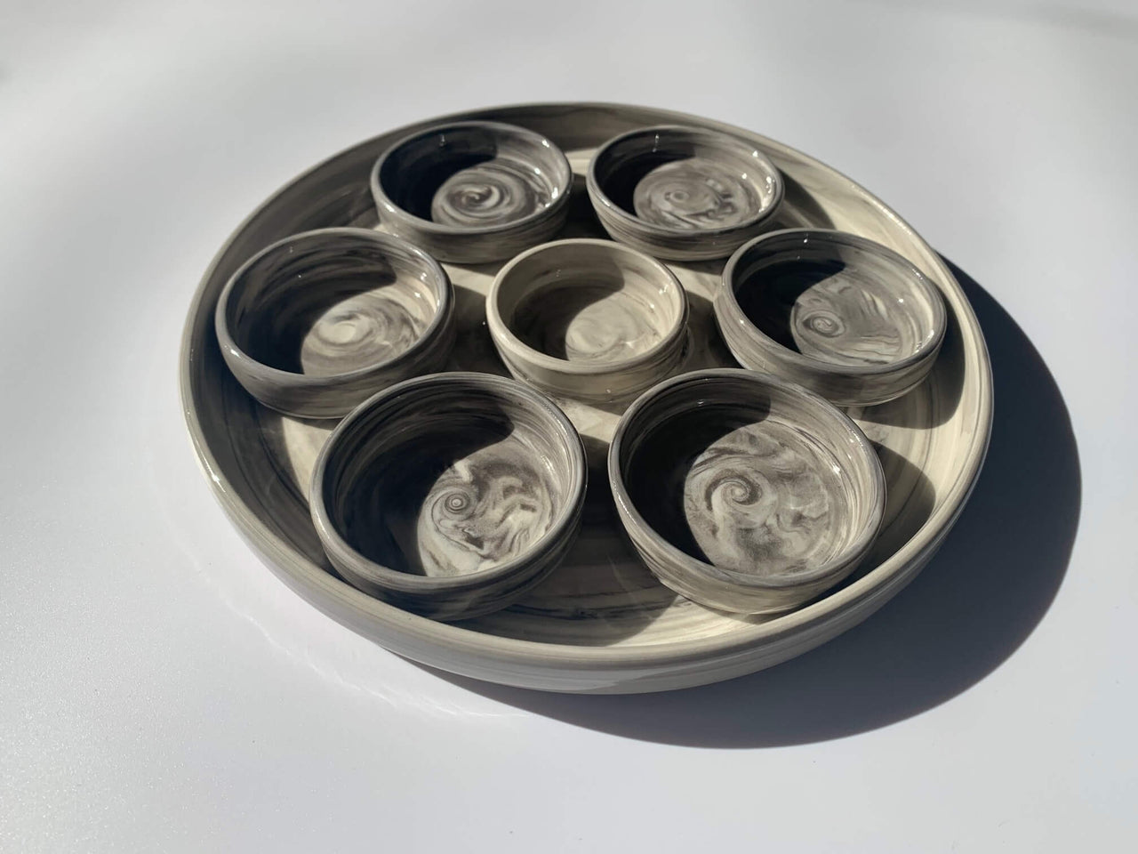 Lana Rayman Pottery - Modern Swirl Ceramic Seder Plate - ModernTribe