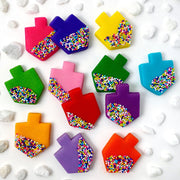 Marzipops Food Rainbow Sprinkle Dreidel Tiles - Rainbow or Blue