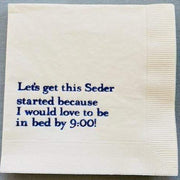 Sense and Humor Napkins Beige Let's Get This Seder Started, I Would Love to Be in Bed by 9:00 Cocktail Napkins, Set of 20