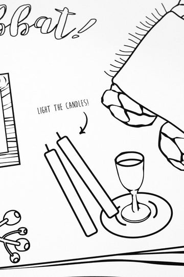 Chai and Home Toy 10 sheets Shabbat Coloring Placemats