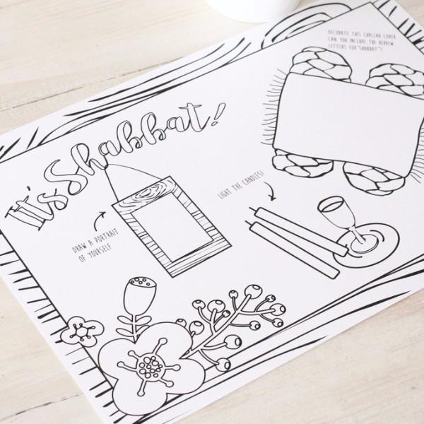 Chai and Home Toy 10 sheets Shabbat Coloring Placemats