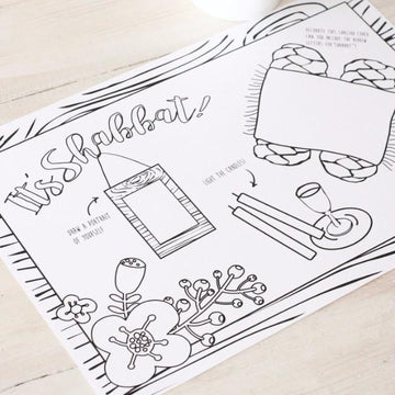 Chai and Home Toy 10 sheets Shabbat Coloring Placemats