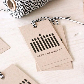 Chai and Home Gift Card Kraft Menorah Hanukkah Gift Tags, Set of 8