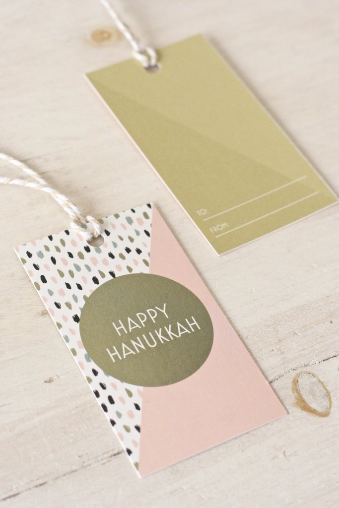 Chai and Home - Pink and Gold Hanukkah Gift Tags, Set of 8 - ModernTribe