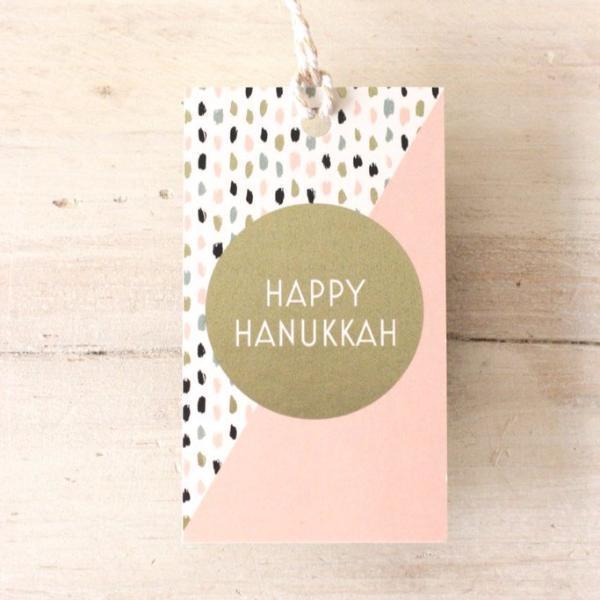 Chai and Home - Pink and Gold Hanukkah Gift Tags, Set of 8 - ModernTribe