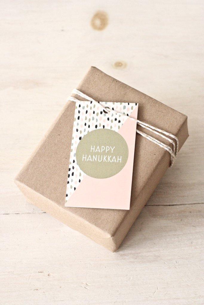 Chai and Home - Pink and Gold Hanukkah Gift Tags, Set of 8 - ModernTribe