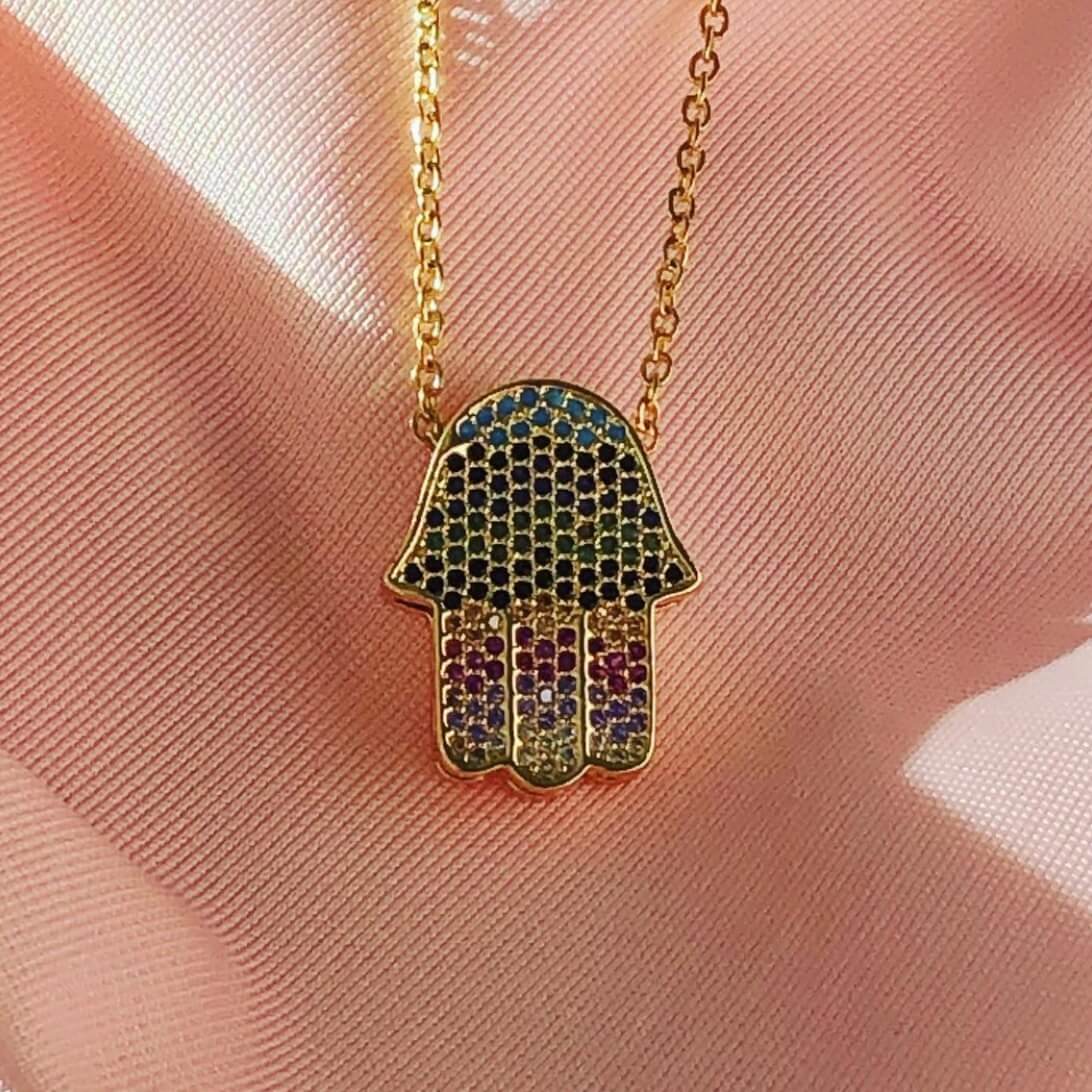 Hamsa Alek - Jeweled Hamsa Necklace - ModernTribe
