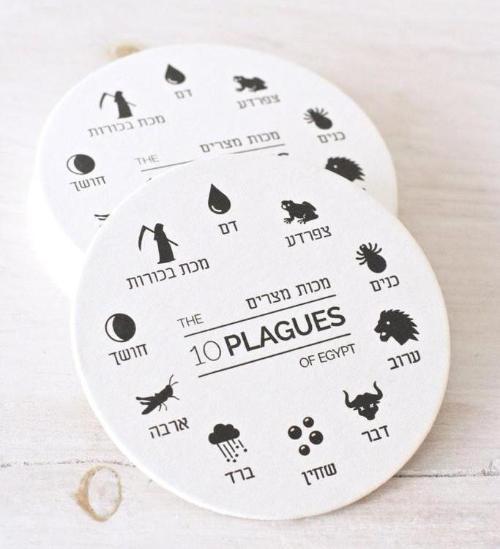Chai and Home Coasters Default 10 Plagues Passover Coasters, Set of 10