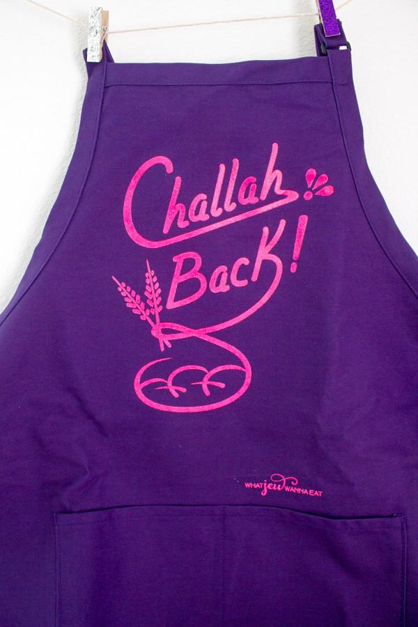What Jew Wanna Eat Aprons Challah Back Apron - Purple and Pink