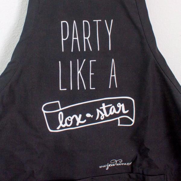 What Jew Wanna Eat - Party Like a Lox Star Apron - Black - ModernTribe