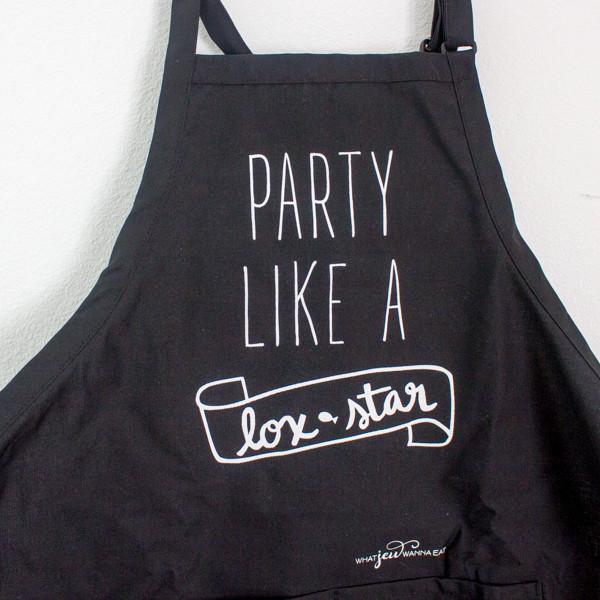 What Jew Wanna Eat - Party Like a Lox Star Apron - Black - ModernTribe
