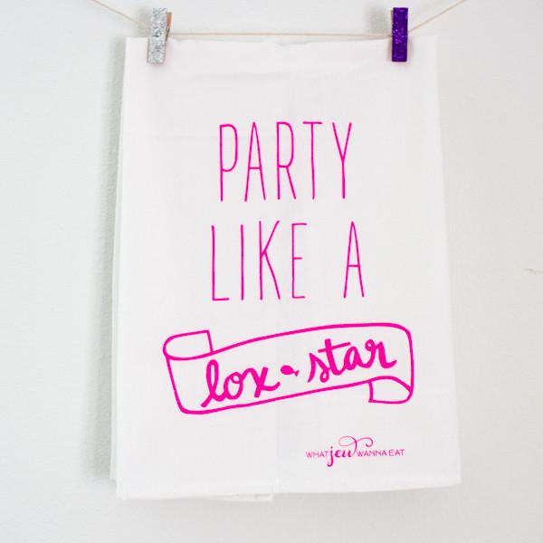 What Jew Wanna Eat Tea Towel Party Like A Lox Star Towel - Hot Pink