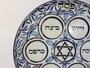 Judaica Hungarica Seder Plates Blue Floral Porcelain Seder Plate and Salt Bowl
