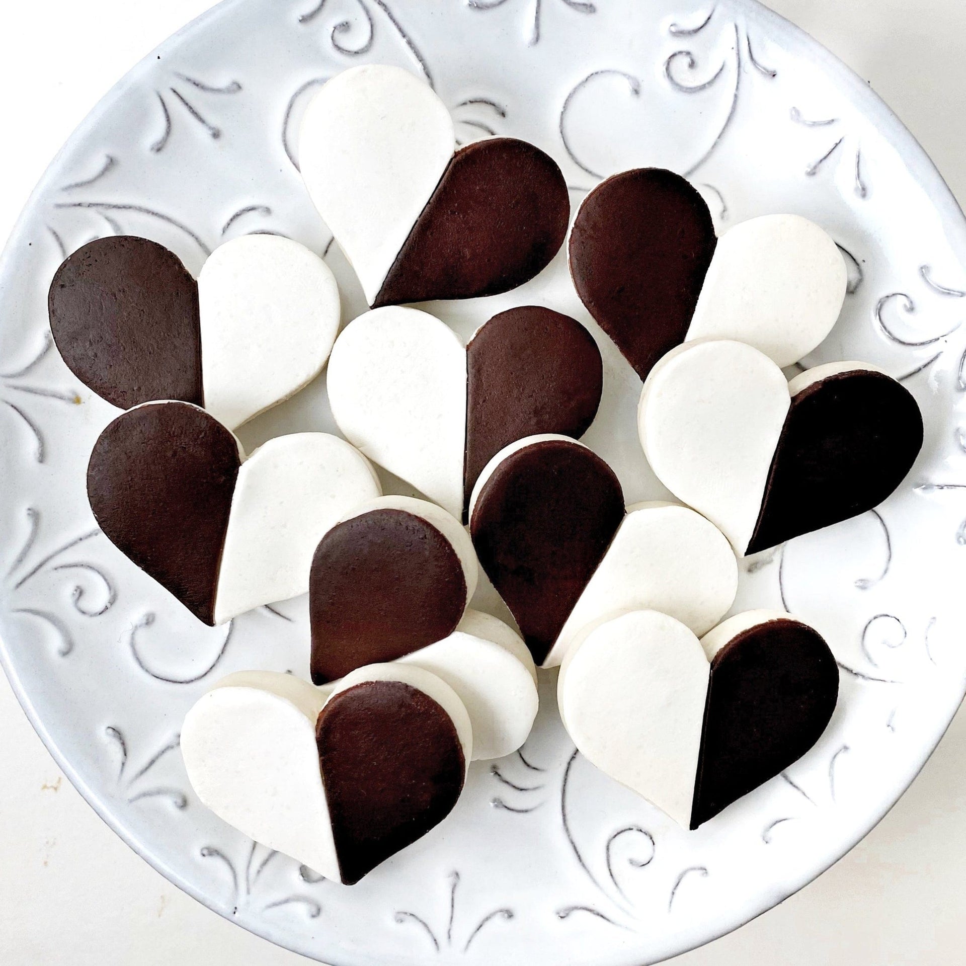 Marzipops Food Marzipan Black and White Heart Cookies