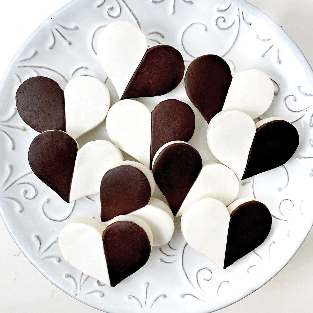 Marzipops - Marzipan Black and White Heart Cookies - ModernTribe