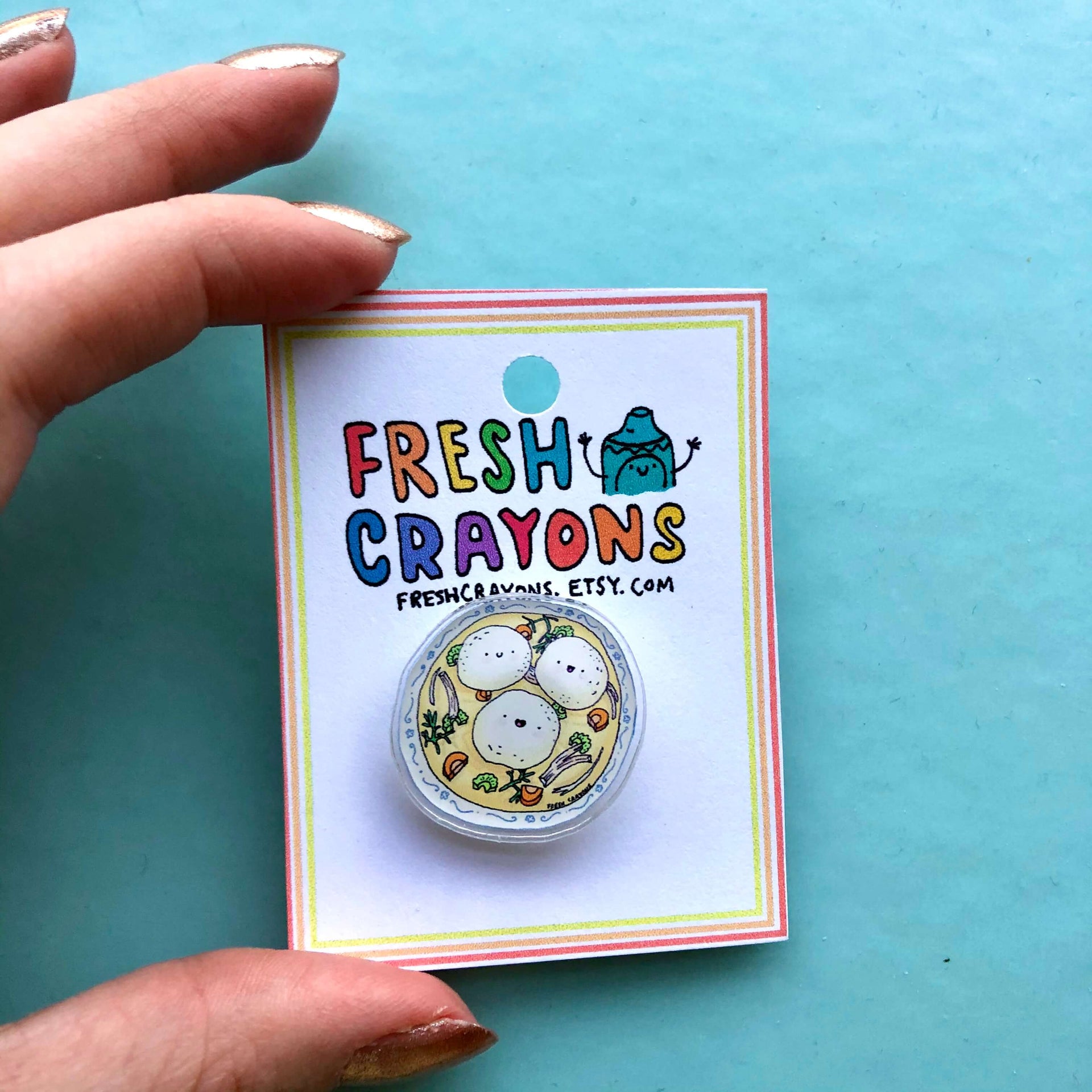 Fresh Crayons Brooches & Pins Bubbe's Matzo Ball Soup Pin by Fresh Crayons