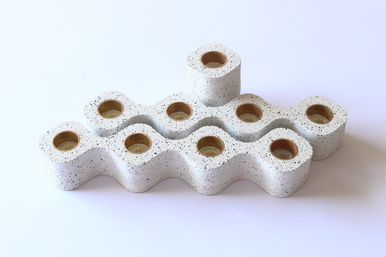 Israel Museum - Handmade Cement Waves Menorah by Israel Museum - ModernTribe