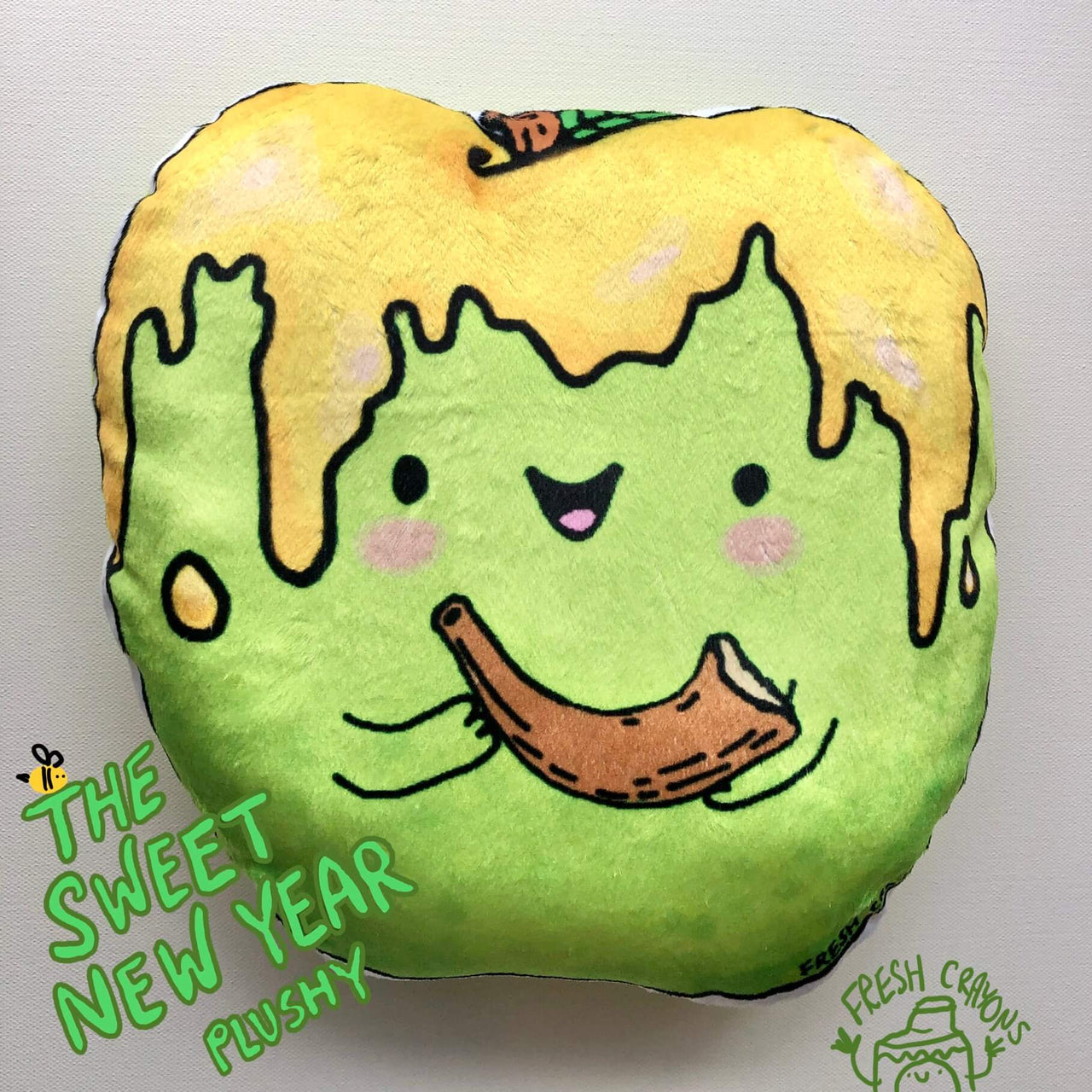Fresh Crayons - Rosh Hashanah Jewish Apple and Honey Plush Pillow by Fresh Crayons - ModernTribe